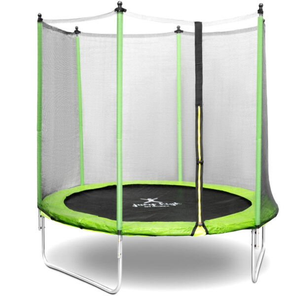 Trampolina ogrodowa z siatką i osłoną na sprężyny śr. 244 cm do 80 kg czarno-zielona 1 10230230 1