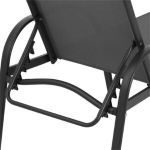 Leżak ogrodowy z regulowanym oparciem i aluminiową ramą do 160 kg czarny 9 Leżak ogrodowy z regulowanym oparciem i aluminiową ramą do 160 kg czarny - obrazek 5