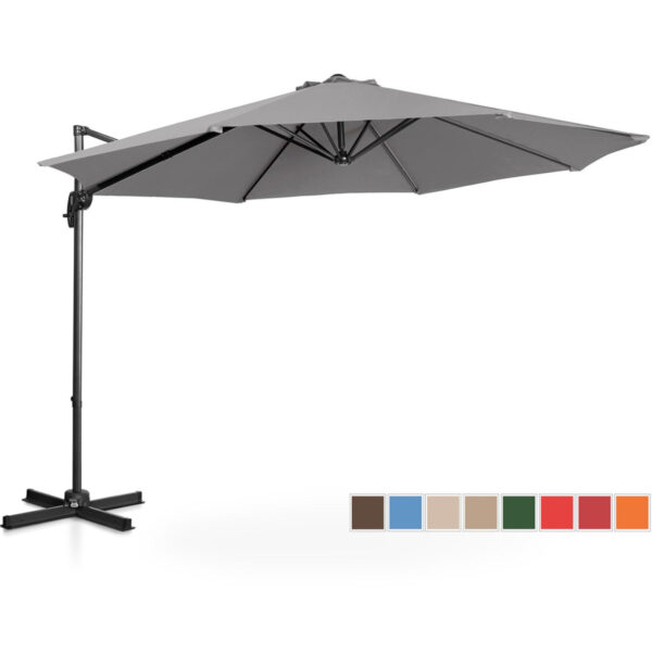 Parasol ogrodowy na wysięgniku bocznym uchylny okrągły śr. 300 cm ciemnoszary 1 10250522 1