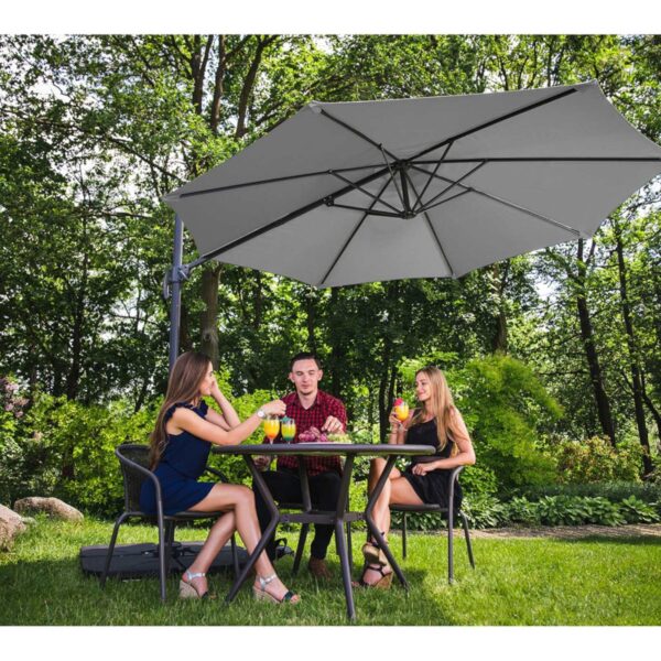 Parasol ogrodowy na wysięgniku bocznym uchylny okrągły śr. 300 cm ciemnoszary 2 10250522 10