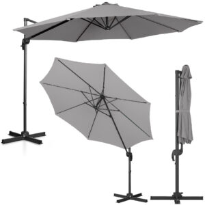 Parasol ogrodowy na wysięgniku bocznym uchylny okrągły śr. 300 cm ciemnoszary 11 Parasol ogrodowy na wysięgniku bocznym uchylny okrągły śr. 300 cm ciemnoszary - obrazek 1