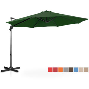 Parasol ogrodowy na wysięgniku bocznym uchylny okrągły śr. 300 cm zielony - obrazek 2