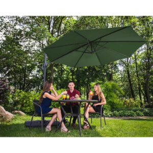 Parasol ogrodowy na wysięgniku bocznym uchylny okrągły śr. 300 cm zielony - obrazek 3