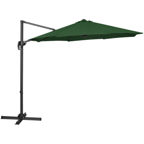 Parasol ogrodowy na wysięgniku bocznym uchylny okrągły śr. 300 cm zielony 4 10250533 2
