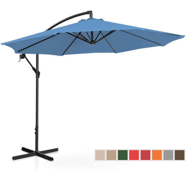 Parasol ogrodowy na wysięgniku okrągły uchylny śr. 300 cm niebieski 1 10250537 1