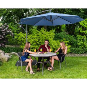 Parasol ogrodowy na wysięgniku okrągły uchylny śr. 300 cm niebieski 13 Parasol ogrodowy na wysięgniku okrągły uchylny śr. 300 cm niebieski - obrazek 3