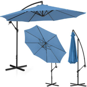 Parasol ogrodowy na wysięgniku okrągły uchylny śr. 300 cm niebieski 11 Parasol ogrodowy na wysięgniku okrągły uchylny śr. 300 cm niebieski - obrazek 1