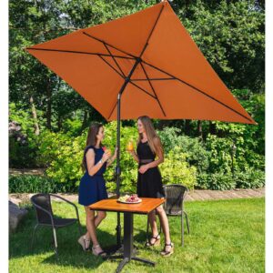 Parasol ogrodowy prostokątny uchylny z korbką 200 x 300 cm pomarańczowy - obrazek 4