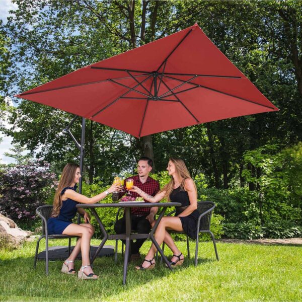 Parasol ogrodowy na wysięgniku kwadratowy 250 x 250 cm bordowy 3 10250554 11