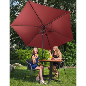 Parasol ogrodowy okrągły duży uchylny z korbką śr. 300 cm bordowy 13 Parasol ogrodowy okrągły duży uchylny z korbką śr. 300 cm bordowy - obrazek 3