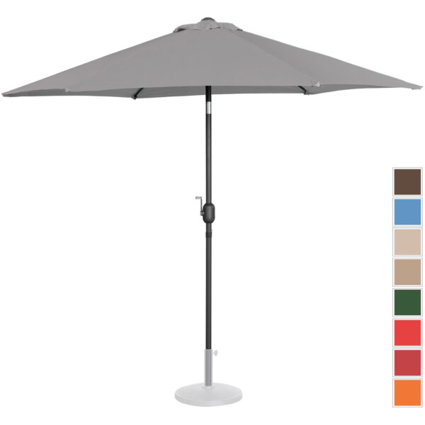 Parasol ogrodowy tarasowy okrągły uchylny z korbką śr. 270 cm ciemnoszary 1 10250573 1