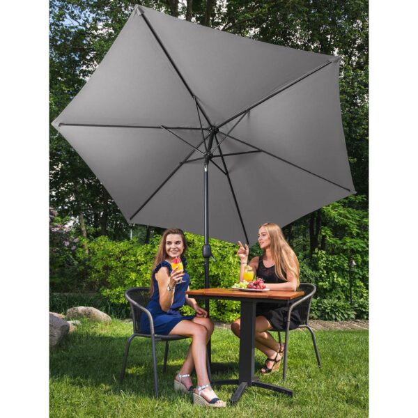Parasol ogrodowy tarasowy okrągły uchylny z korbką śr. 270 cm ciemnoszary 2 10250573 10