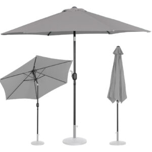 Parasol ogrodowy tarasowy okrągły uchylny z korbką śr. 270 cm ciemnoszary 11 Parasol ogrodowy tarasowy okrągły uchylny z korbką śr. 270 cm ciemnoszary - obrazek 1