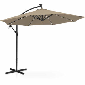 Parasol ogrodowy na wysięgniku okrągły uchylny z oświetleniem LED śr. 300 cm szarobrązowy 15 Parasol ogrodowy na wysięgniku okrągły uchylny z oświetleniem LED śr. 300 cm szarobrązowy - obrazek 5