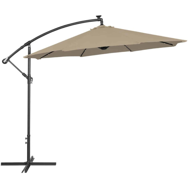 Parasol ogrodowy na wysięgniku okrągły uchylny z oświetleniem LED śr. 300 cm szarobrązowy 5 10250594 3