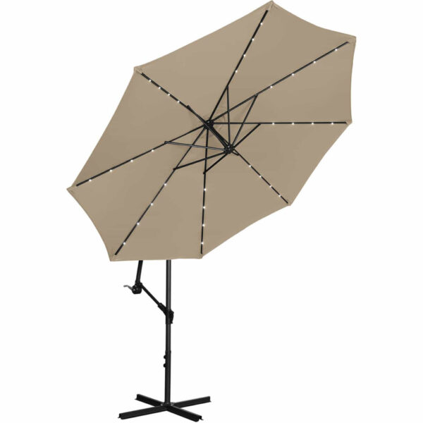 Parasol ogrodowy na wysięgniku okrągły uchylny z oświetleniem LED śr. 300 cm szarobrązowy 6 10250594 4