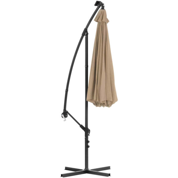 Parasol ogrodowy na wysięgniku okrągły uchylny z oświetleniem LED śr. 300 cm szarobrązowy 7 10250594 5