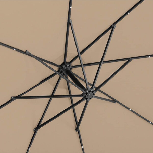 Parasol ogrodowy na wysięgniku okrągły uchylny z oświetleniem LED śr. 300 cm szarobrązowy 8 10250594 6