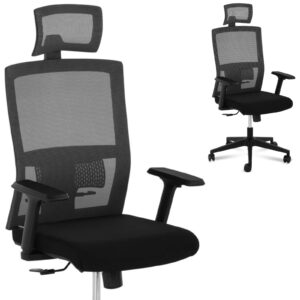 Krzesło fotel biurowy siatkowy ergonomiczny z podparciem lędźwi i zagłówkiem maks. 150 kg - obrazek 1