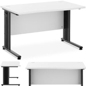 Biurko komputerowe na metalowym stelażu 120 x 73 cm biało-szare - obrazek 1