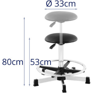 Taboret krzesło robocze warsztatowe z podnóżkiem 120 kg 530-800 mm czarne - obrazek 6