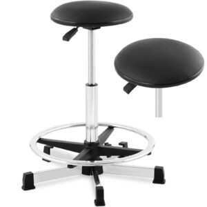 Taboret krzesło robocze warsztatowe z podnóżkiem 120 kg 530-800 mm czarne - obrazek 1
