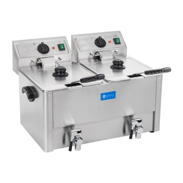 Frytownica elektryczna podwójna z kranami spustowymi termostat EGO 2x8L 3 1153 frytownica elektryczna podwojna z kranami spustowymi termostat ego 2x8l royal catering hurtownia tanio cena