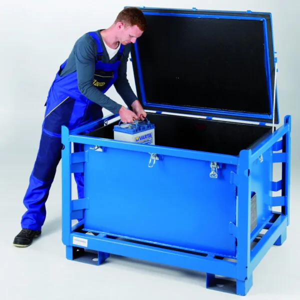 Metalowy atestowany kontener kwasoodporny skrzynia na akumulatory 120x100x91cm 500L 2 1254 2 1