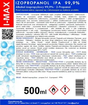 Alkohol izopropylowy Izopropanol IPA I-MAX 99,9% Spray 500ML 5 Alkohol izopropylowy Izopropanol IPA I-MAX 99,9% Spray 500ML - obrazek 3