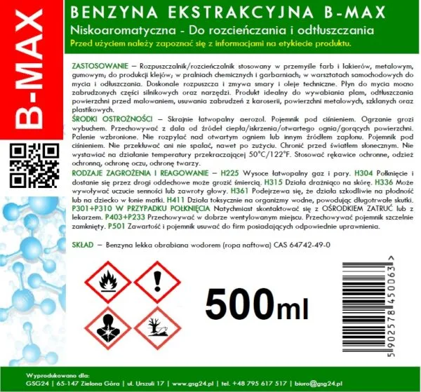 Benzyna ekstrakcyjna w aerozolu B-MAX Spray 500ML 2 141001201 beznyna ekstrakcyjna b max w aerozolu spray 500ml