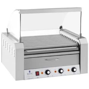 Roller grill rolkowy z osłoną i szufladą grzewczą do bułek 20 parówek HotDog 2600W 230V Royal Catering 7 Roller grill rolkowy z osłoną i szufladą grzewczą do bułek 20 parówek HotDog 2600W 230V Royal Catering - obrazek 4