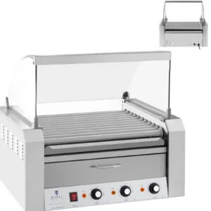Roller grill rolkowy z osłoną i szufladą grzewczą do bułek 20 parówek HotDog 2600W 230V Royal Catering 4 Roller grill rolkowy z osłoną i szufladą grzewczą do bułek 20 parówek HotDog 2600W 230V Royal Catering - obrazek 1