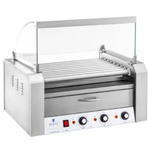Roller grill rolkowy z osłoną i szufladą grzewczą do bułek 16 parówek HotDog 2200W 230V Royal Catering 3 Roller grill rolkowy z osłoną i szufladą grzewczą do bułek 16 parówek HotDog 2200W 230V Royal Catering - obrazek 1
