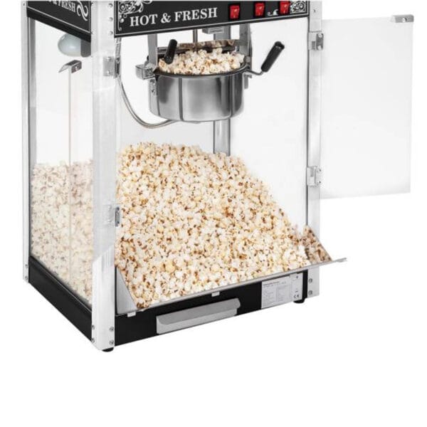 Profesjonalna wydajna maszyna do popcornu mobilna na wózku 230V 1.6kW czarna 2 1536 9
