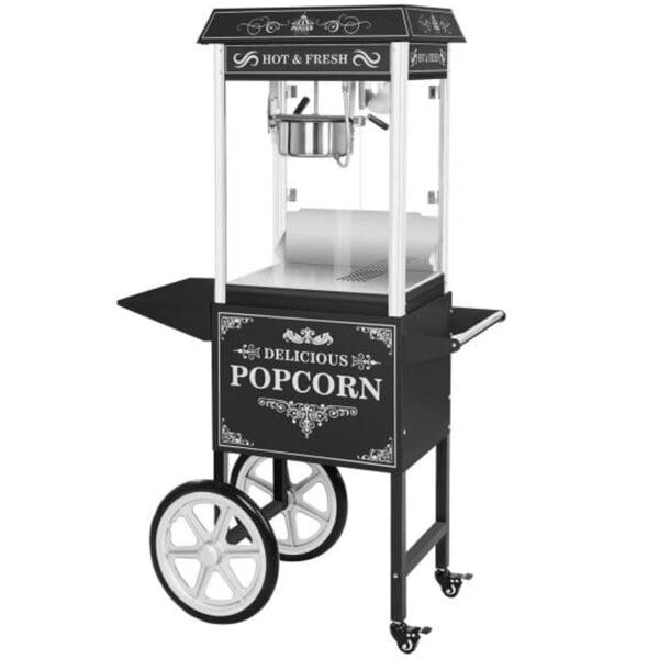 Profesjonalna wydajna maszyna do popcornu mobilna na wózku 230V 1.6kW czarna 1 1536 profesjonalna wydajna maszyna do popcornu mobilna na wozku 230v 16kw czarna