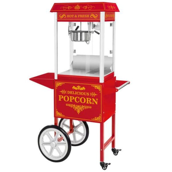 Profesjonalna wydajna maszyna do popcornu mobilna na wózku 230V 1.5kW czerwona 1 1537 profesjonalna wydajna maszyna do popcornu mobilna na wozku 230v 16kw czerwona