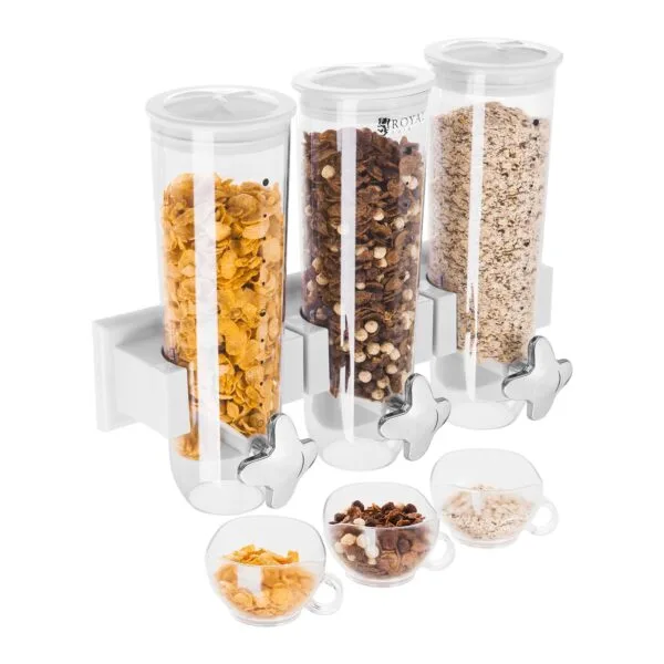 Dozownik dyspenser do produktów sypkich płatków muesli bakalii zawieszany na ścianę 3 x 1.5L 1 1711 1