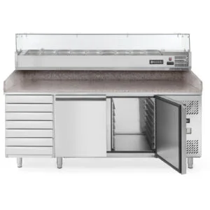 Stół chłodniczy do pizzy 2-drzwiowy z 7 szufladami blat granitowy szer. 202cm - Hendi 232842 6 Stół chłodniczy do pizzy 2-drzwiowy z 7 szufladami blat granitowy szer. 202cm - Hendi 232842 - obrazek 3