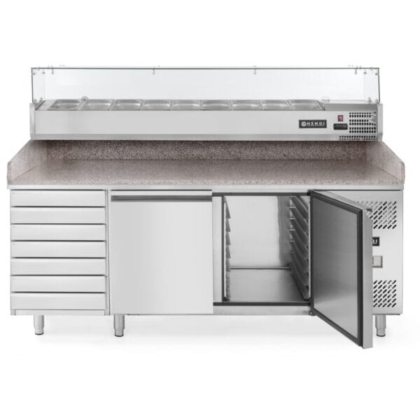 Stół chłodniczy do pizzy 2-drzwiowy z 7 szufladami blat granitowy szer. 202cm - Hendi 232842 2 232842 3