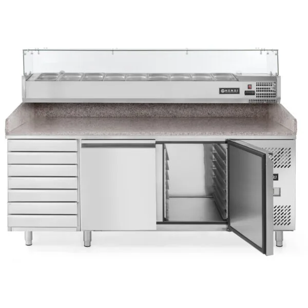 Stół chłodniczy do pizzy 2-drzwiowy z 7 szufladami blat granitowy szer. 202cm - Hendi 232842 2 232842 3