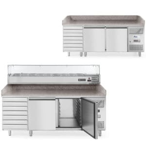 Stół chłodniczy do pizzy 2-drzwiowy z 7 szufladami blat granitowy szer. 202cm - Hendi 232842 4 Stół chłodniczy do pizzy 2-drzwiowy z 7 szufladami blat granitowy szer. 202cm - Hendi 232842 - obrazek 1