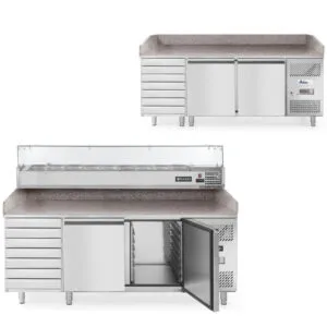 Stół chłodniczy do pizzy 2-drzwiowy z 7 szufladami blat granitowy szer. 202cm - Hendi 232842 4 Stół chłodniczy do pizzy 2-drzwiowy z 7 szufladami blat granitowy szer. 202cm - Hendi 232842 - obrazek 1