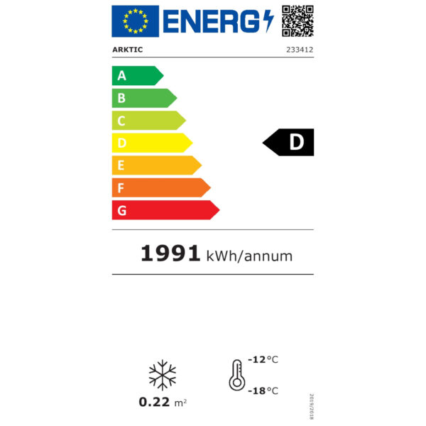 Witryna zamrażarka szklane drzwiczki 3 półki do -18C LED 90L 1 233412 eei d