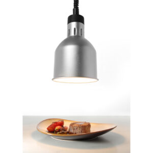 Lampa do podgrzewania potraw - wisząca cylindryczna stożkowa srebrna 250W - obrazek 3