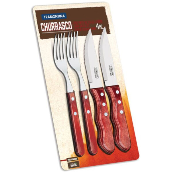 Zestaw sztućców do steków pizzy nierdzewne w blistrze Churrasco JUMBO zestaw 4 el. 3 29899162 3