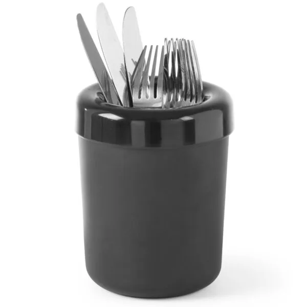 Śmietniczka stołowa lub pojemnik na sztućce z tworzywa czarny śr. 130mm - Hendi 421574 1 421574 3