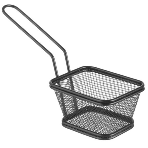 Koszyk do serwowania smażonych przekąsek frytek z uchwytem czarny 105x90x60 mm - Hendi 425671 1 425671 1