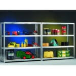4841 wtrzymaly regal magazynowy bezsrubowy z polkami z plyty wiorowej nosnosc polki 500kg 200x40x247cm