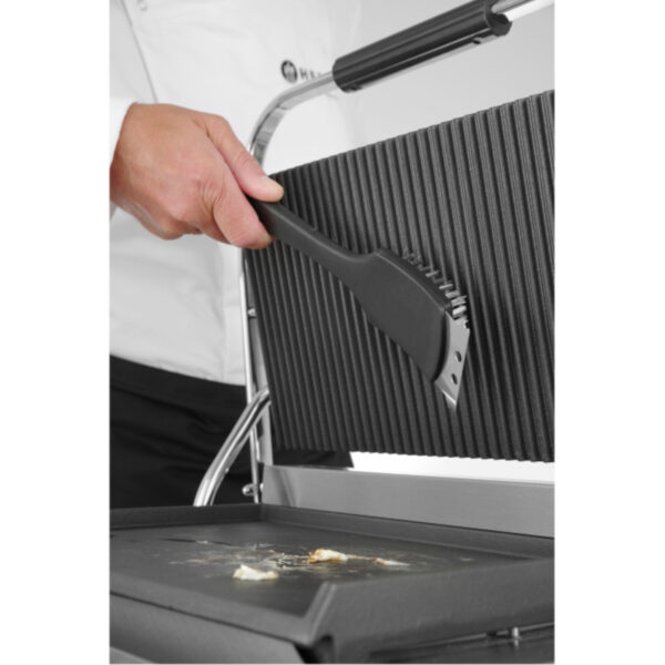 Szczotka czyścik ze skrobakiem do grilla rusztu BBQ stalowe włosie 70x310x85 mm - Hendi 525548 1 525548 1