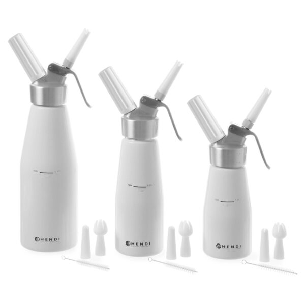 Syfon do bitej śmietany N2O Kitchen Line ZESTAW + 3 końcówki 0.25L - biały - HENDI 588031 1 588031 1